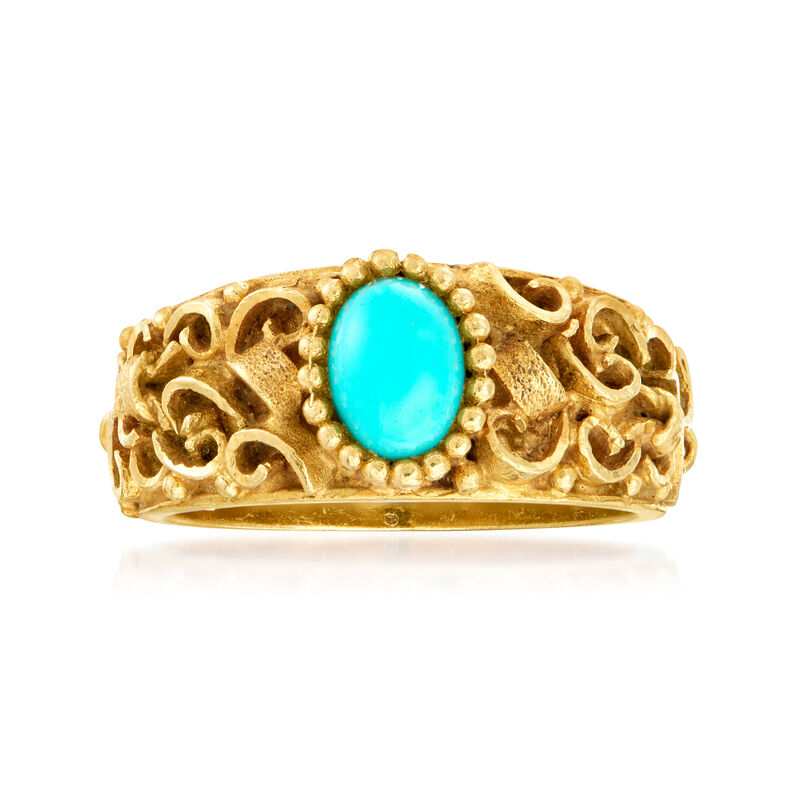 C. 1980 Vintage Turquoise Ring in 18kt Yellow Gold image number 0