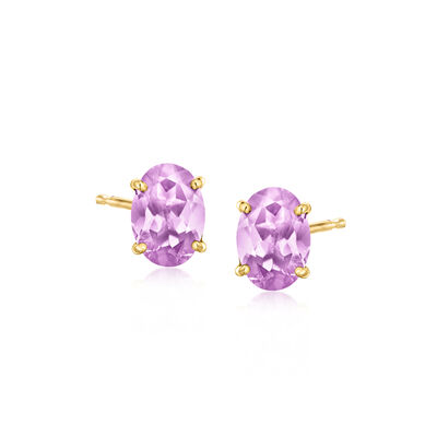 2.20 ct. t.w. Oval Kunzite Stud Earrings in 14kt Yellow Gold