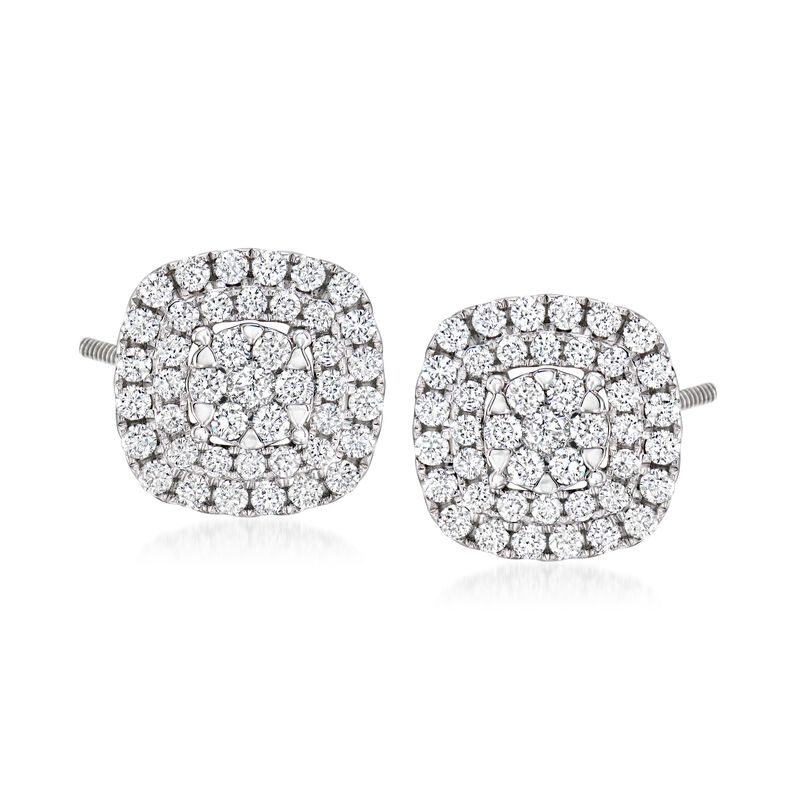 C. 1990 Vintage 2.50 ct. t.w. Diamond Square Earrings in 14kt White Gold  image number 0