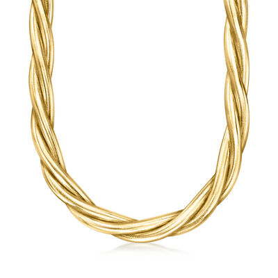 Italian Flex Braided Necklace with 18kt Gold Over Sterling