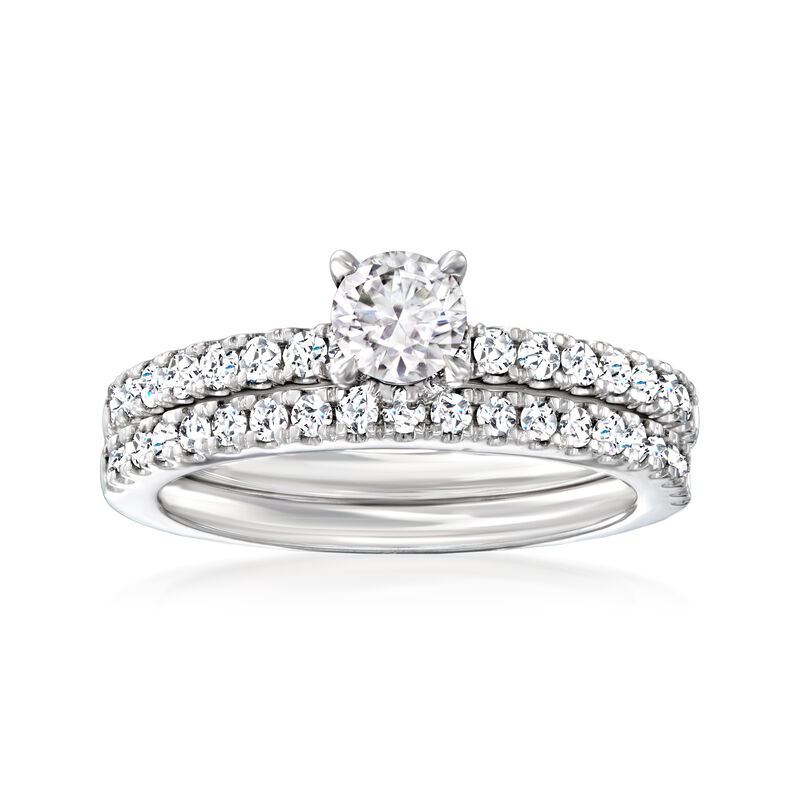 1.00 ct. t.w. Diamond Bridal Set: Engagement and Wedding Rings in 14kt White Gold image number 0