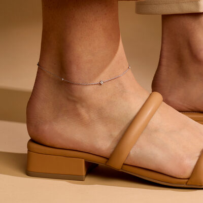 .15 ct. t.w. Diamond Anklet in Sterling Silver