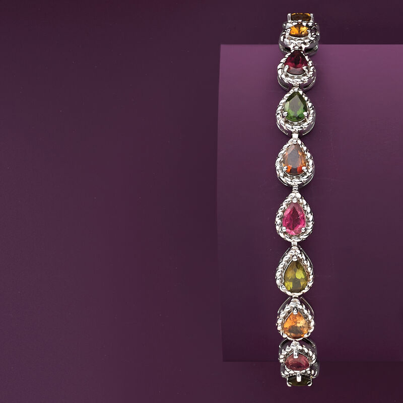 7.50 ct. t.w. Multicolored Tourmaline Bracelet in Sterling Silver image number 2