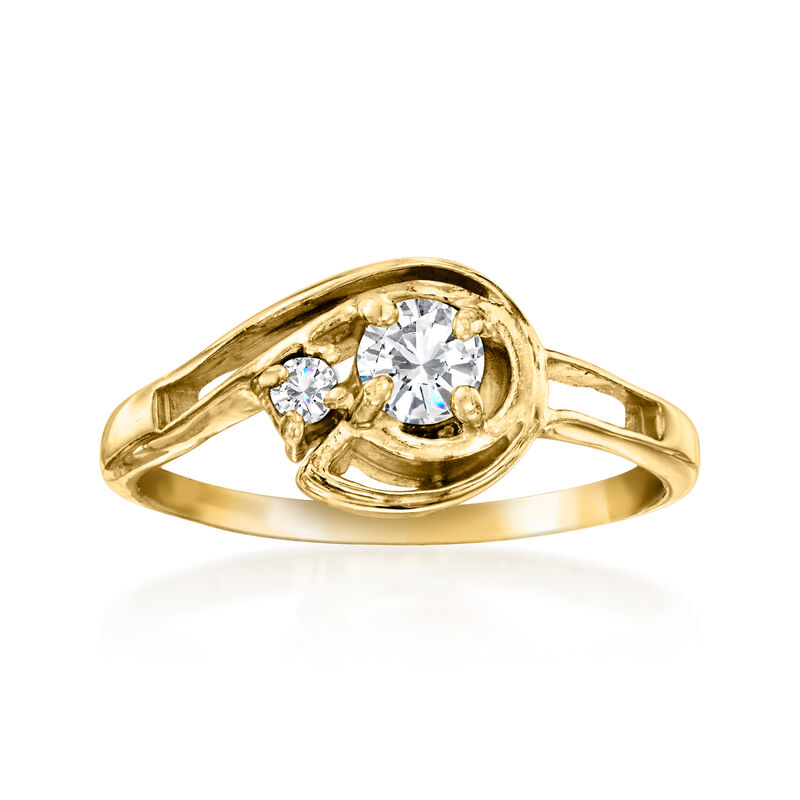 C. 1980 Vintage .20 ct. t.w. Diamond Swirl Ring in 14kt Yellow Gold image number 0