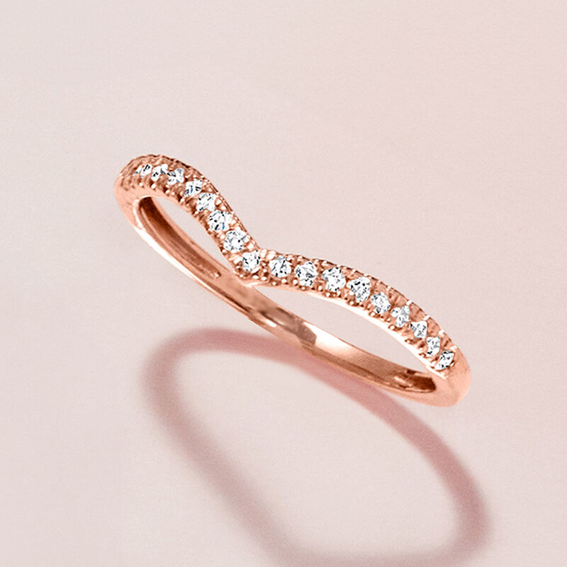 .15 ct. t.w. Diamond Chevron Ring in 14kt Rose Gold. Size 5 image number 3