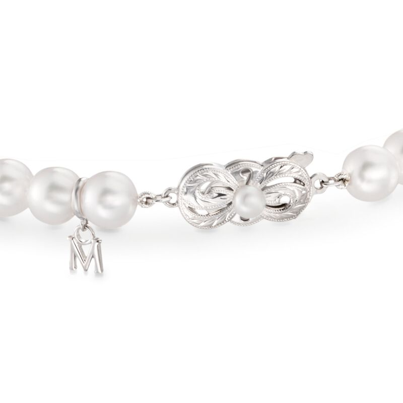 Mikimoto &quot;Everyday Essentials&quot; 7-7.5mm A+ Akoya and 10mm Black South Sea Pearl Bracelet with Diamonds in 18kt White Gold. 7&quot; image number 2