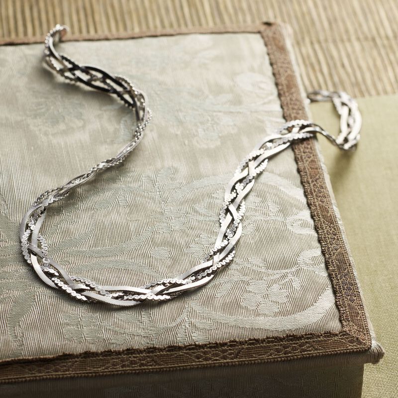 Italian Sterling Silver Braided Chain Necklace image number 3