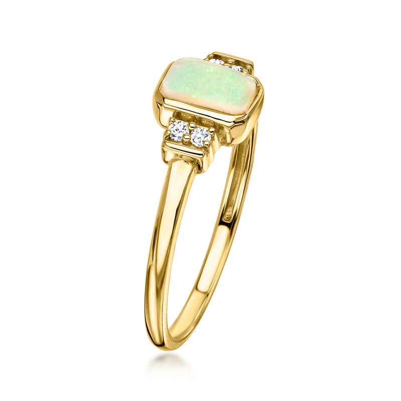 Opal Ring with Lab-Grown Diamonds in 10kt Yellow Gold image number 2