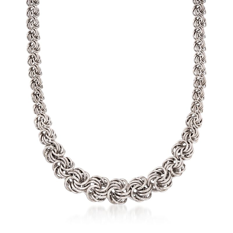 Italian Sterling Silver Graduated Rosette Link Necklace image number 0