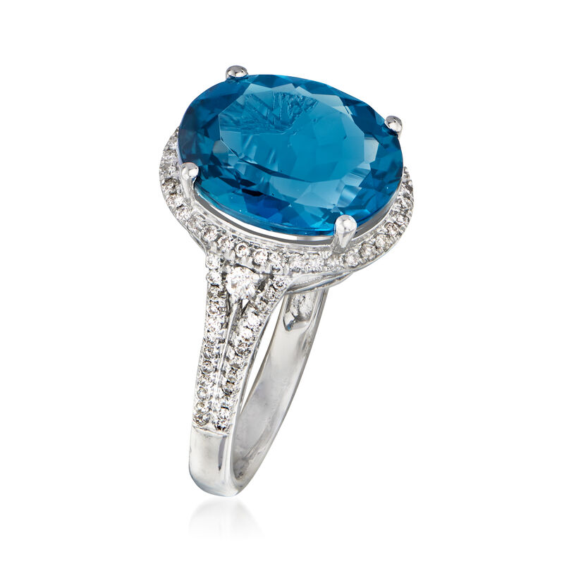 7.00 Carat London Blue Topaz and .32 ct. t.w. Diamond in 14kt White Gold image number 2