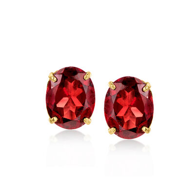 C. 1980 Vintage 4.30 ct. t.w. Oval Garnet Stud Earrings in 14kt Yellow Gold