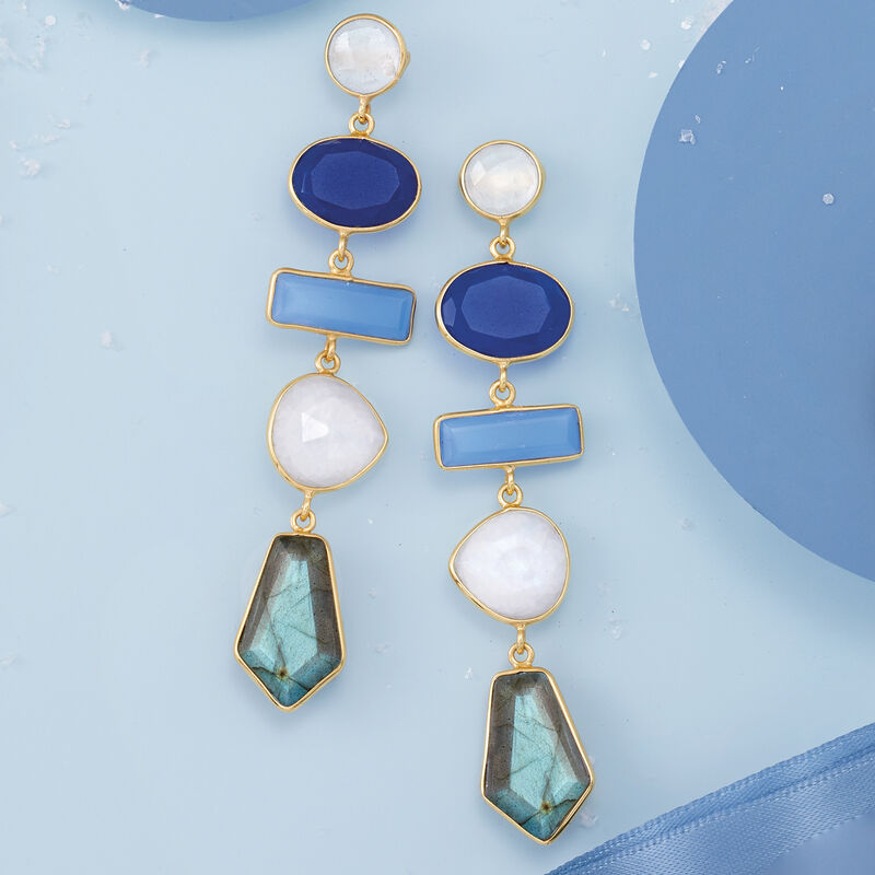 12.80 ct. t.w. Multi-Gemstone Drop Earrings in 18kt Gold Over Sterling image number 2