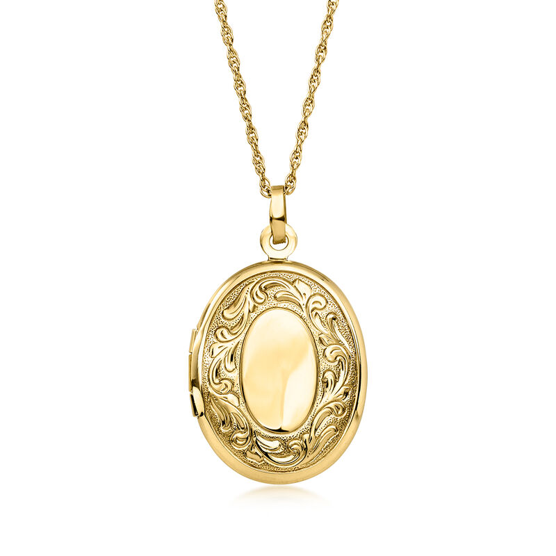 C. 1990 Vintage 14kt Yellow Gold Etched Locket Necklace. 17.5" image number 0