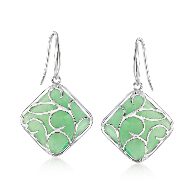 Jade Drop Earrings in Sterling Silver image number 0