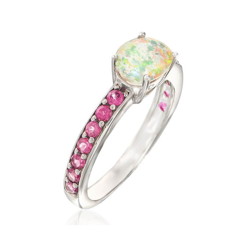 Ethiopian Opal and .70 ct. t.w. Rhodolite Ring in Sterling Silver image number 2