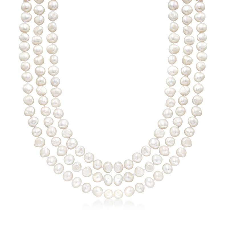 9-10mm Cultured Semi-Baroque Pearl Endless Necklace. 80&quot; image number 1