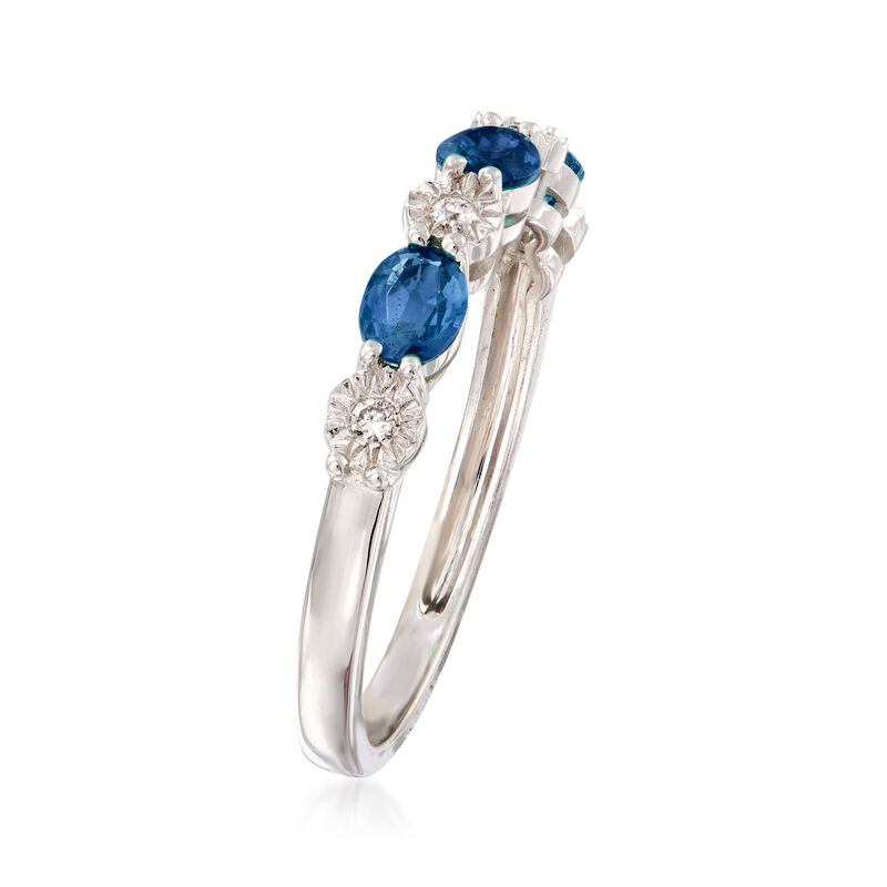 .60 ct. t.w. Sapphire and Diamond-Accented Stackable Ring in 14kt White Gold image number 2