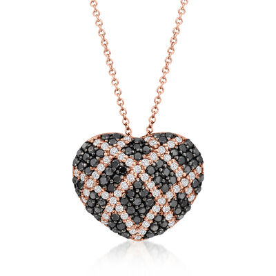 Le Vian 1.28 ct. t.w. Blackberry and Vanilla Diamond Heart Pendant Necklace in 14kt Strawberry Gold