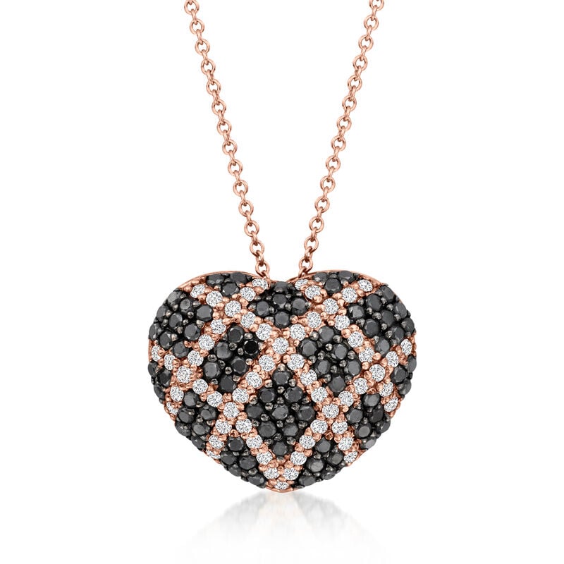 Le Vian 1.28 ct. t.w. Blackberry and Vanilla Diamond Heart Pendant Necklace in 14kt Strawberry Gold. 18&quot; image number 1