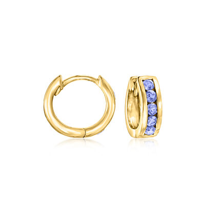 .60 ct. t.w. Tanzanite Huggie Hoop Earrings in 18kt Gold Over Sterling