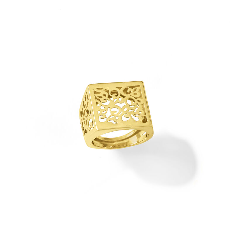Italian 14kt Yellow Gold Filigree Square-Top Ring image number 5
