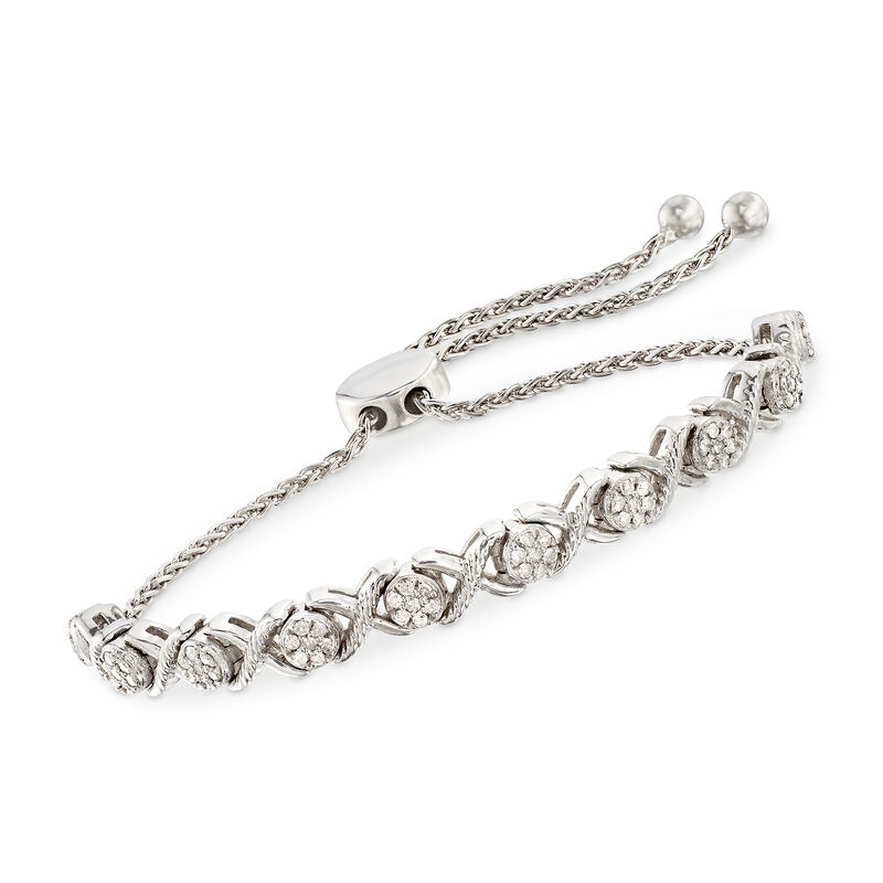 .50 ct. t.w. Diamond Cluster Bolo Bracelet in Sterling Silver image number 0
