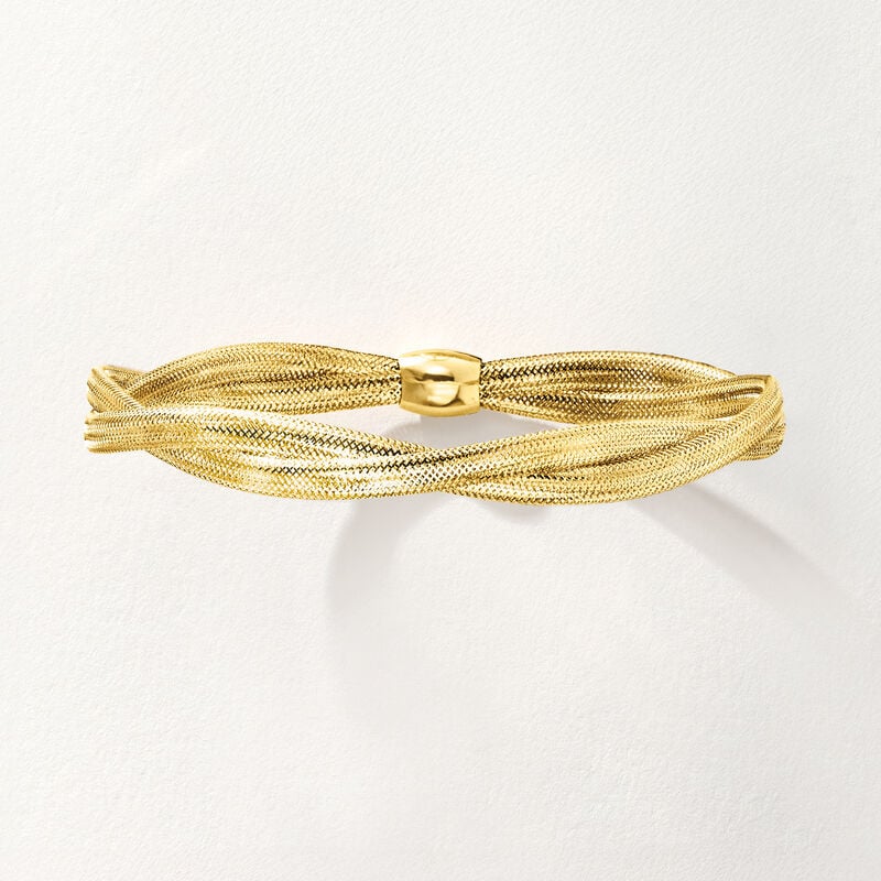 Italian 14kt Yellow Gold Double-Mesh Bangle Bracelet image number 3