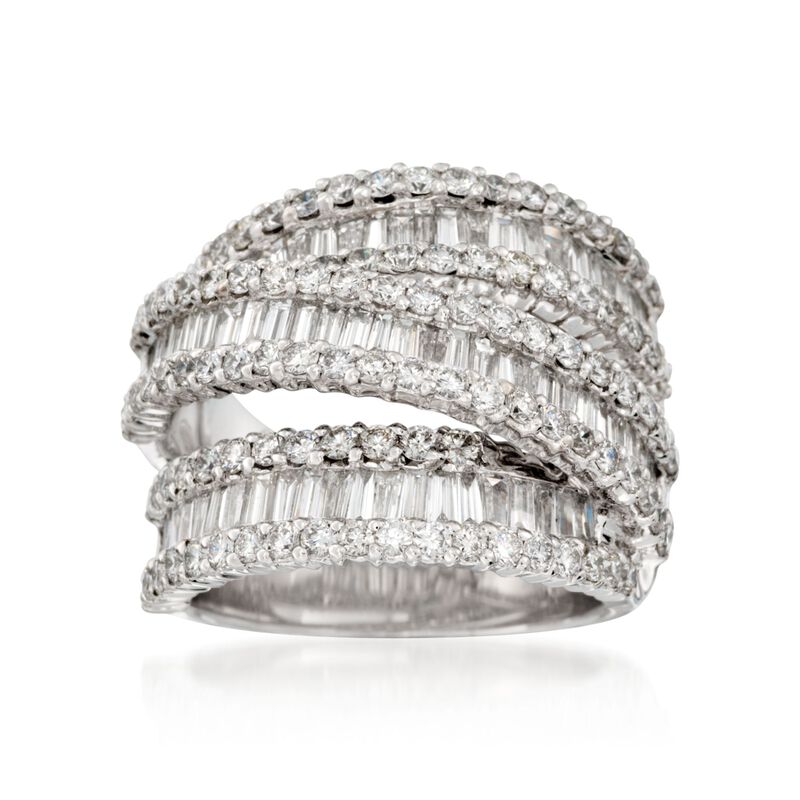 3.65 ct. t.w. Diamond Three-Row Crisscross Ring in 18kt White Gold image number 0