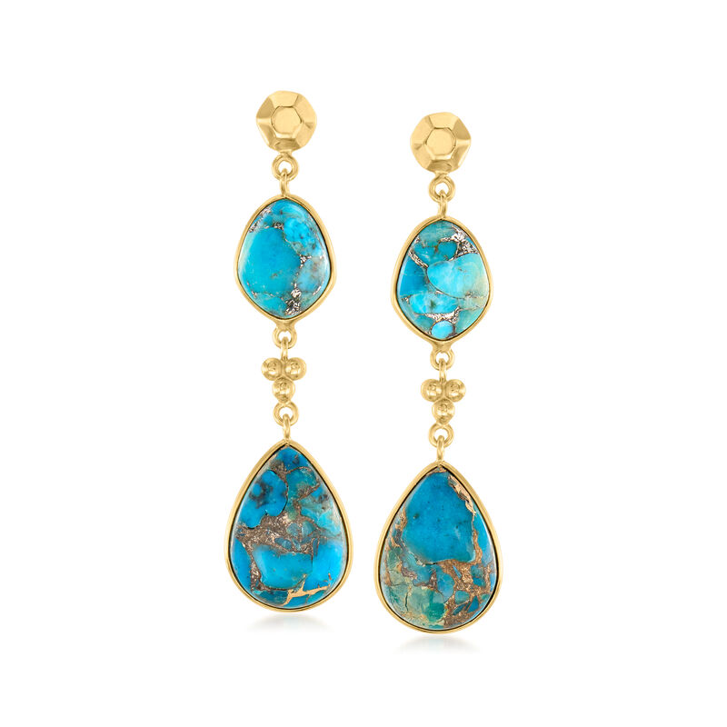Turquoise Drop Earrings in 18kt Gold Over Sterling image number 0