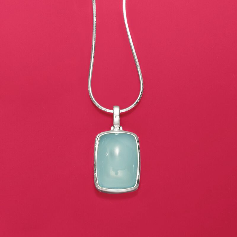 Blue Chalcedony Pendant in Sterling Silver image number 2