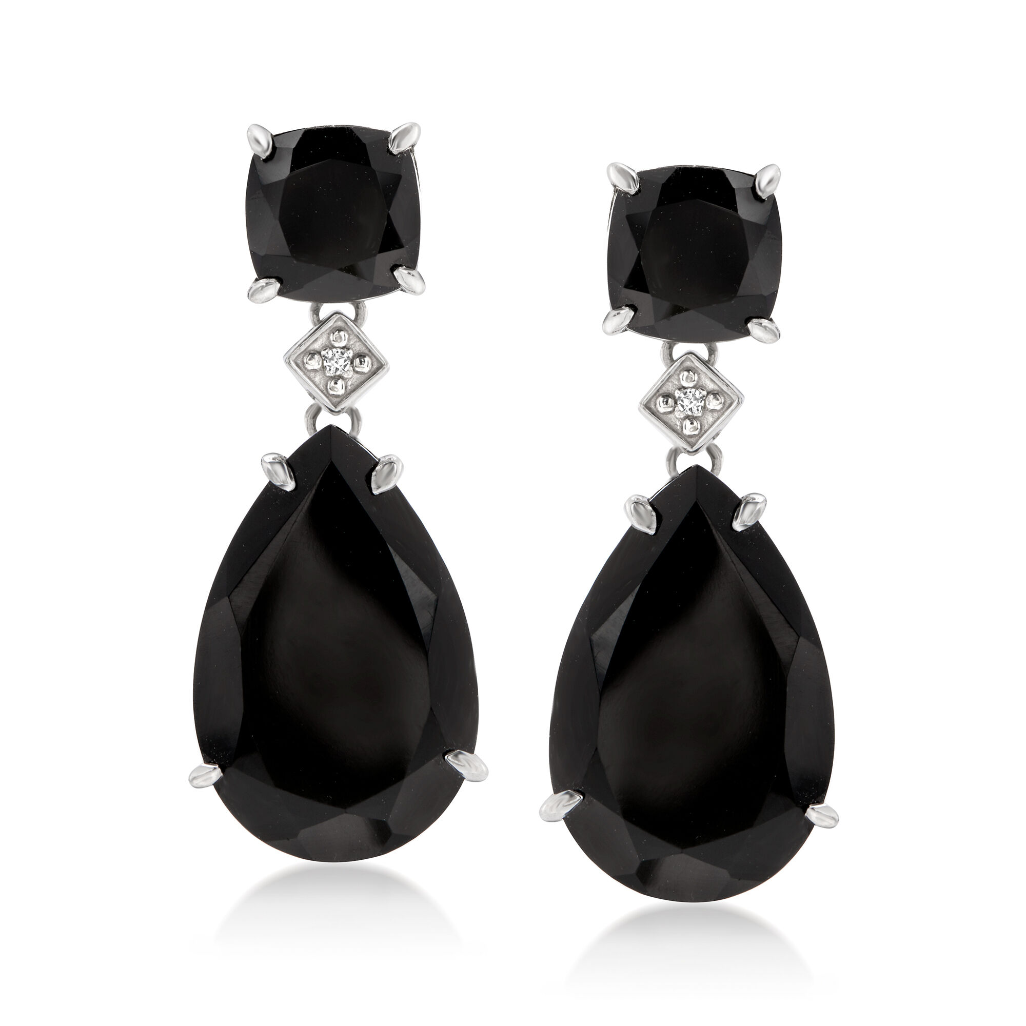Black Onyx Drop Earrings in Sterling Silver | Ross Simons