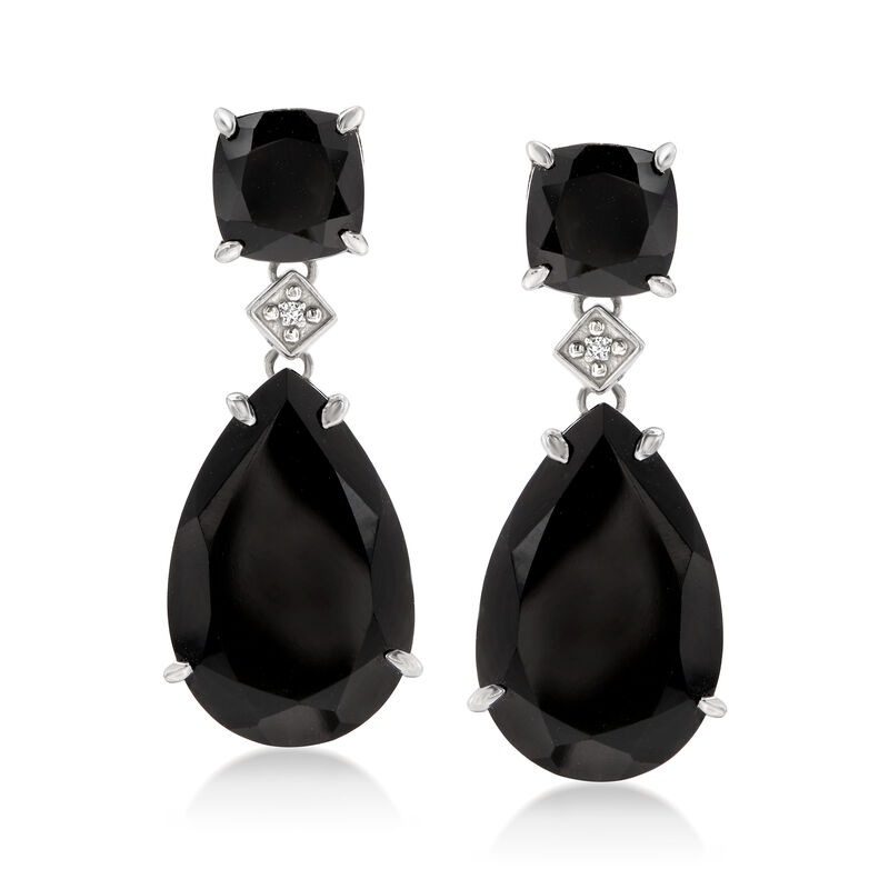 Black Onyx Drop Earrings in Sterling Silver image number 0
