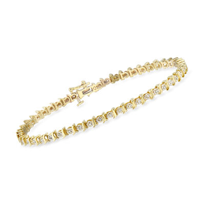 C. 1990 Vintage .25 ct. t.w. Diamond Tennis Bracelet in 10kt Yellow Gold