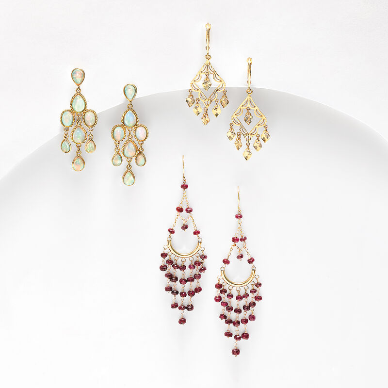 12.00 ct. t.w. Ruby Chandelier Earrings with 14kt Yellow Gold image number 3