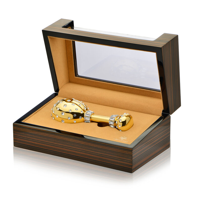 Crystamas Crystal 24kt Gold-Plated Baby Rattle image number 1