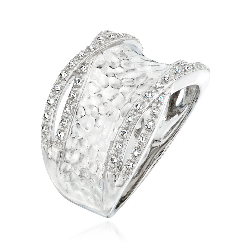 .13 ct. t.w. Diamond Hammered Ring in Sterling Silver image number 2
