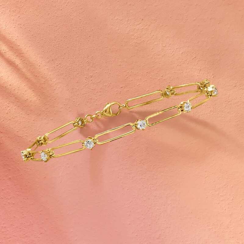 1.00 ct. t.w. Lab-Grown Diamond Station Bracelet in 18kt Gold Over Sterling. 7" image number 2