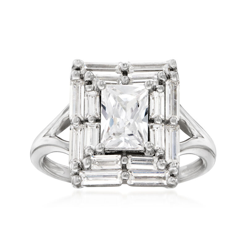 2.25 ct. t.w. CZ Frame Ring in Sterling Silver image number 0