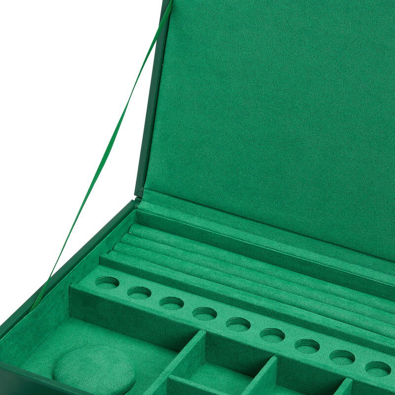 WOLF &quot;Sophia&quot; Forest Green Leather Jewelry Box image number 3