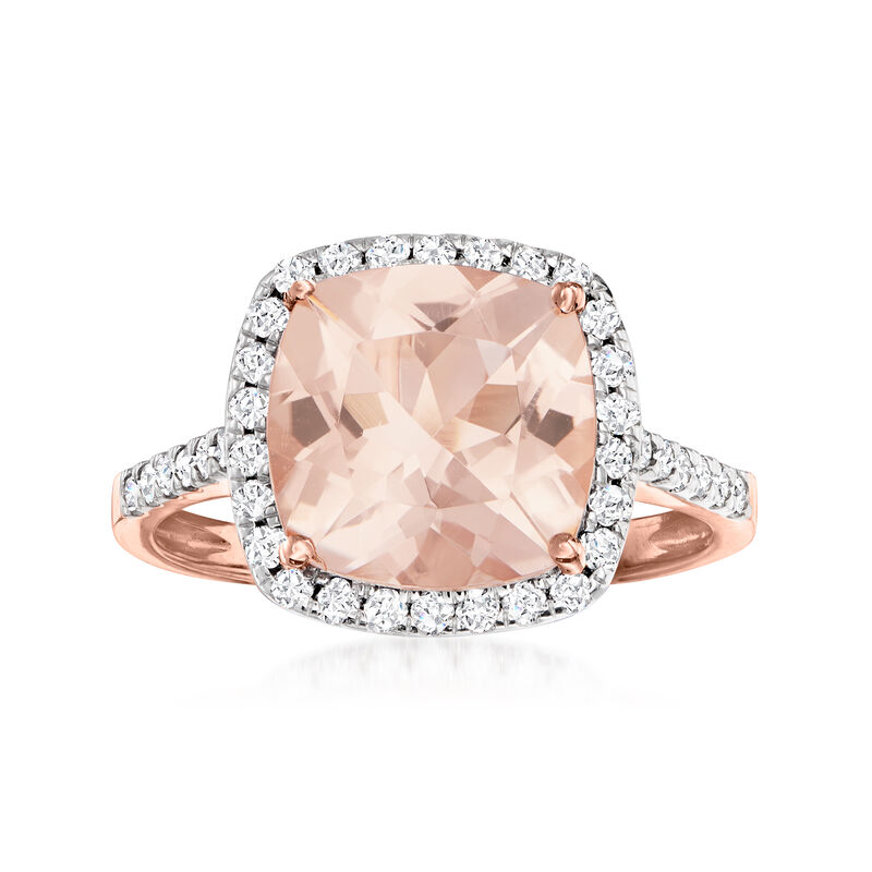 3.20 Carat Morganite and .38 ct. t.w. Diamond Ring in 14kt Rose Gold image number 0