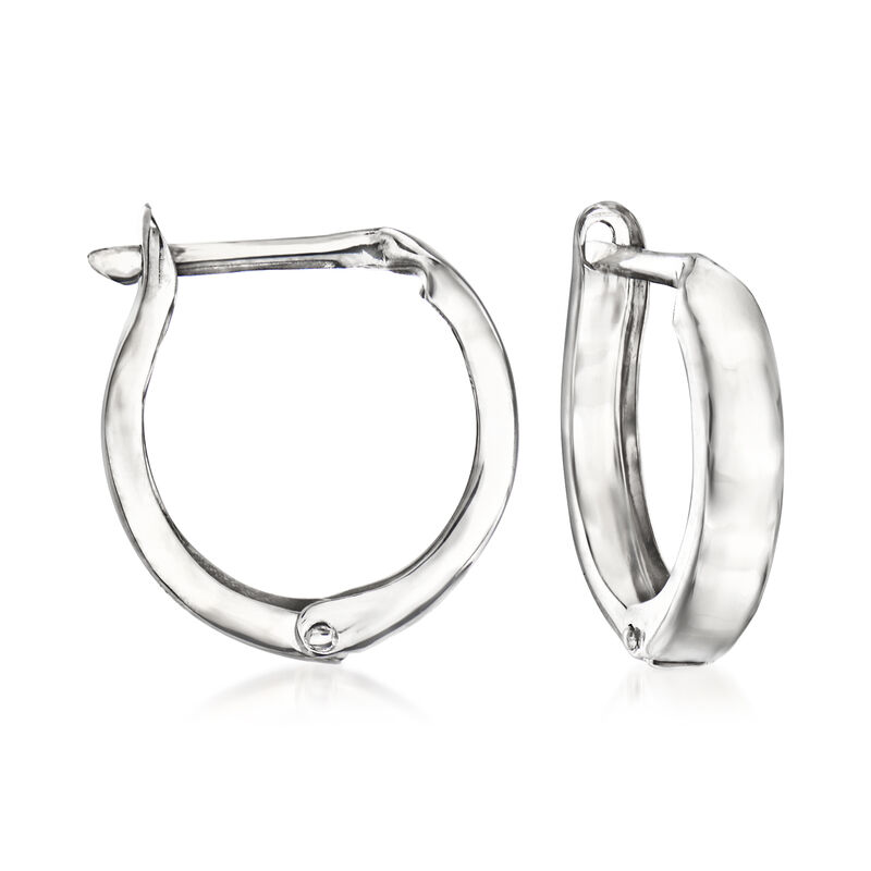 14kt White Gold Huggie Hoop Earrings. 1/2&quot; image number 0