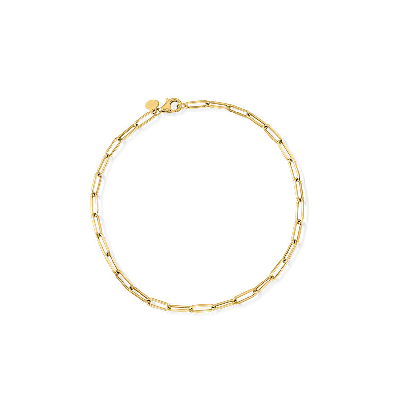 Italian 14kt Yellow Gold Paper Clip Link Anklet. 9&quot; image number 0