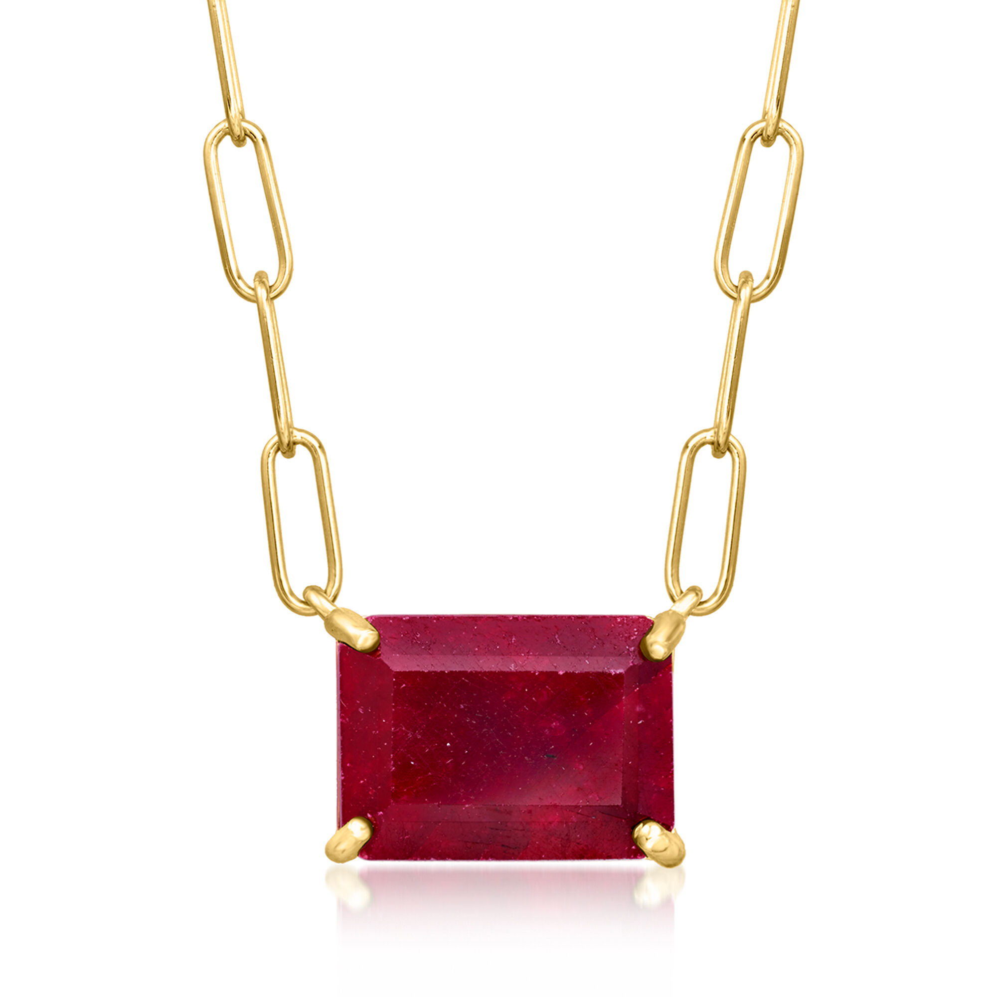 シームレスタイヤ　レッド／ゴールド　2本セット 9.00 Carat Ruby Paper Clip Link Necklace in 18kt Gold Over