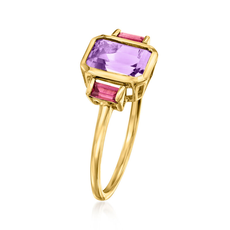 1.60 Carat Amethyst and .30 ct. t.w. Rhodolite Garnet Ring in 14kt Yellow Gold image number 2