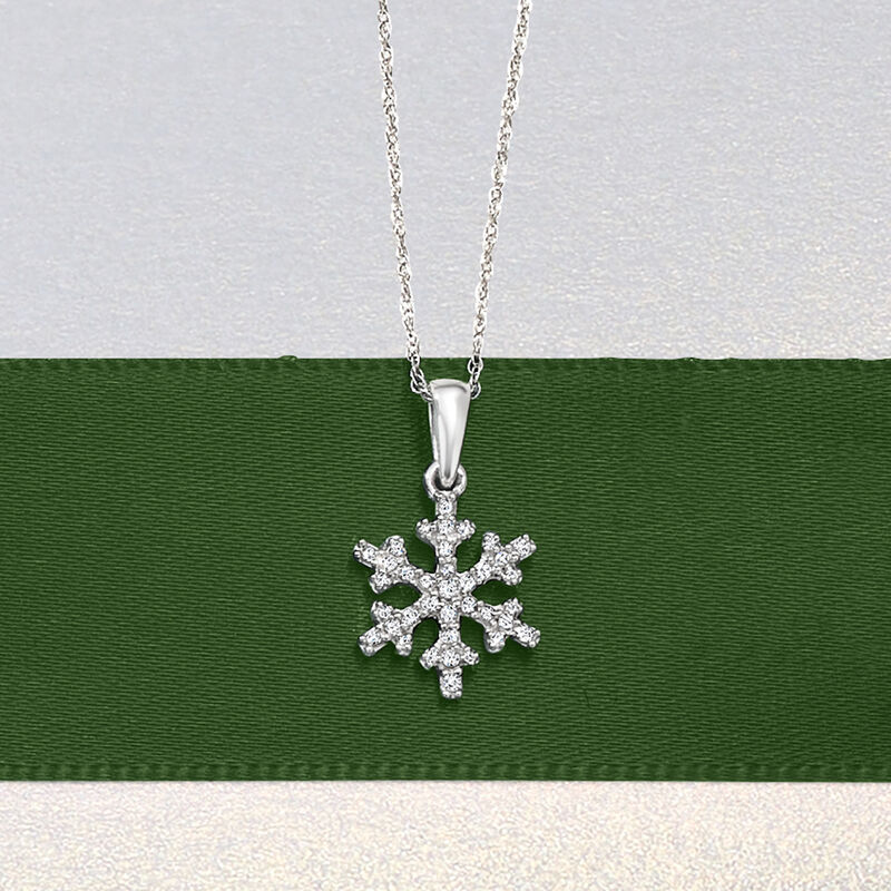 .10 ct. t.w. Diamond Snowflake Pendant Necklace in 14kt White Gold image number 2