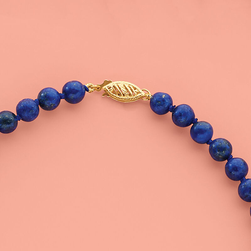 6-13mm Lapis Bead Graduated Necklace with 14kt Yellow Gold image number 6