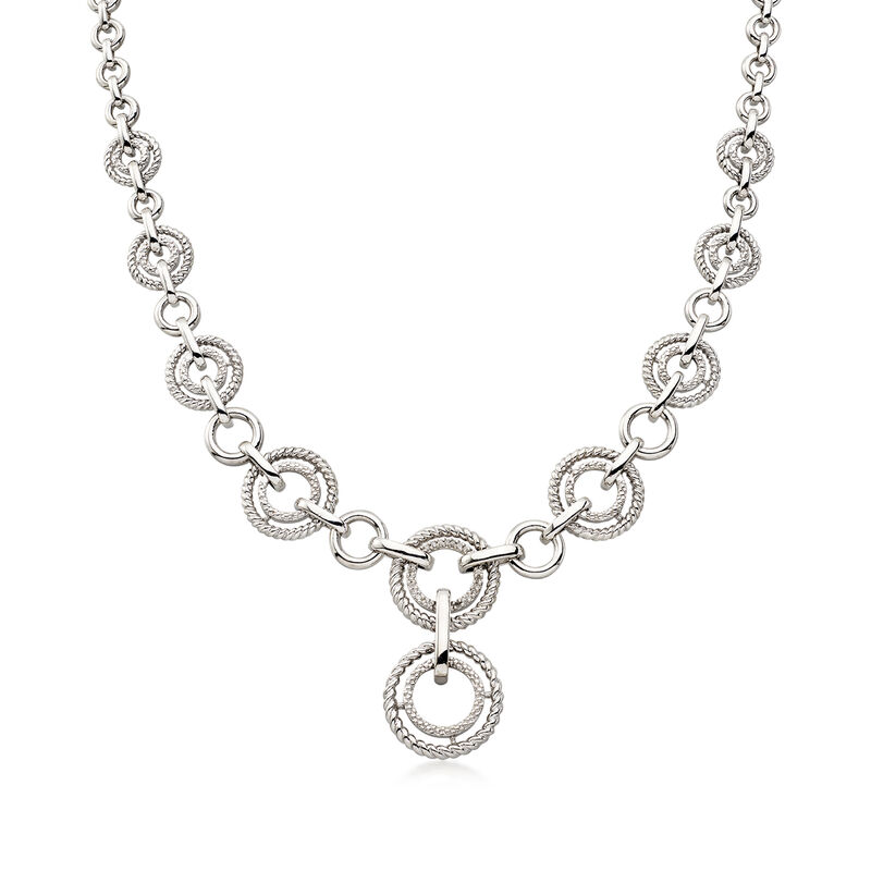 C. 1990 Vintage Sterling Silver Graduated Circle Necklace. 17.5" image number 0