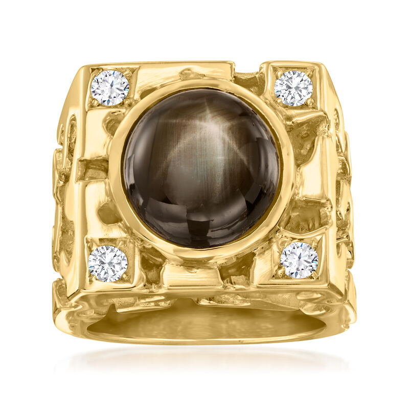 Men's Carat Black Star Sapphire and Diamond