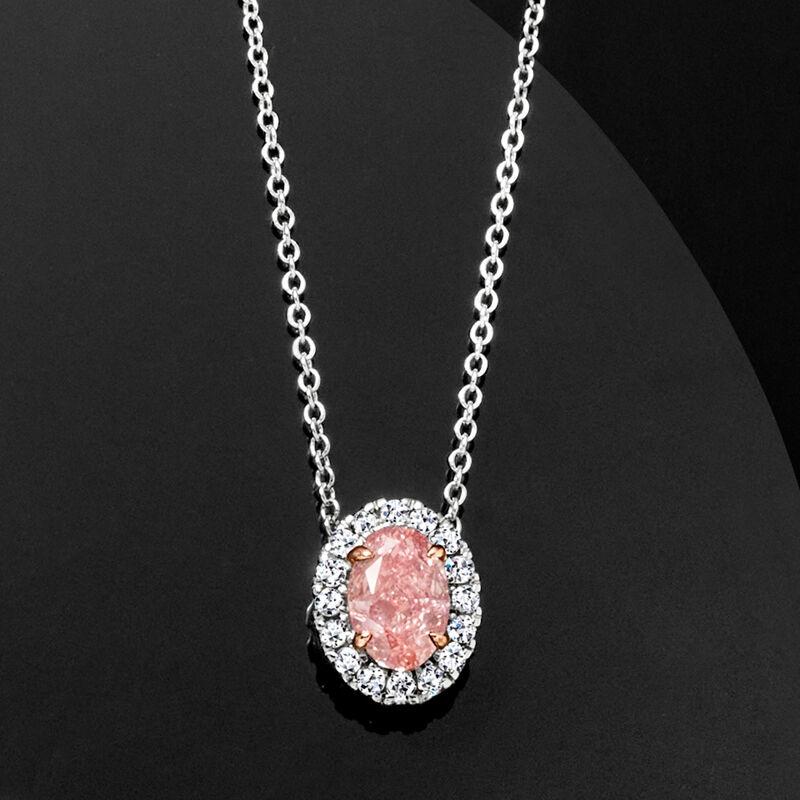 1.20 ct. t.w. Pink and White Lab-Grown Diamond Pendant Necklace in 14kt White Gold image number 3