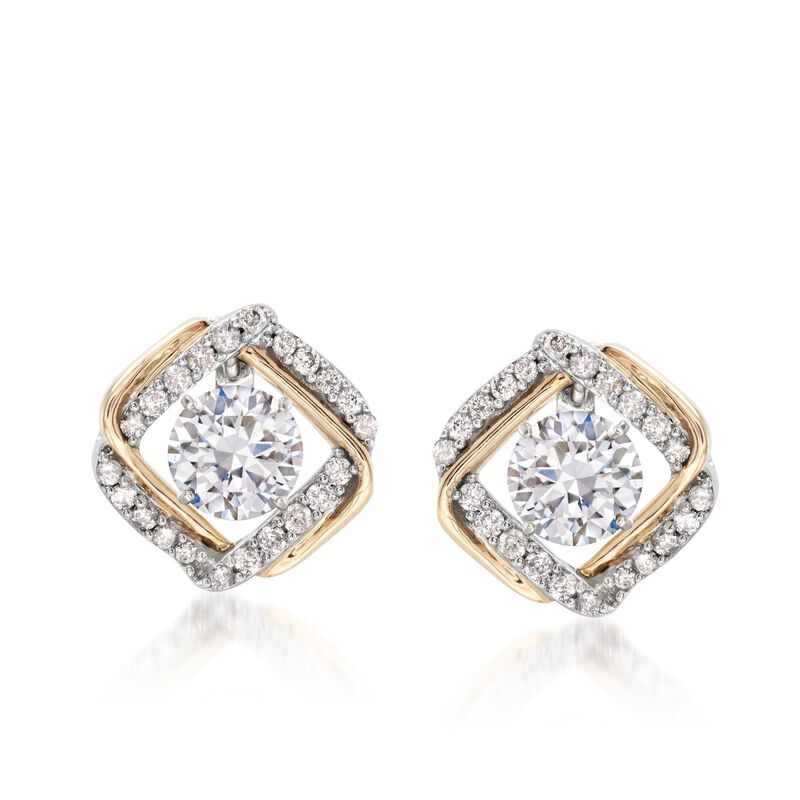 .25 ct. t.w. Diamond Interlocking Square Earring Jackets in 14kt Two-Tone Gold image number 6